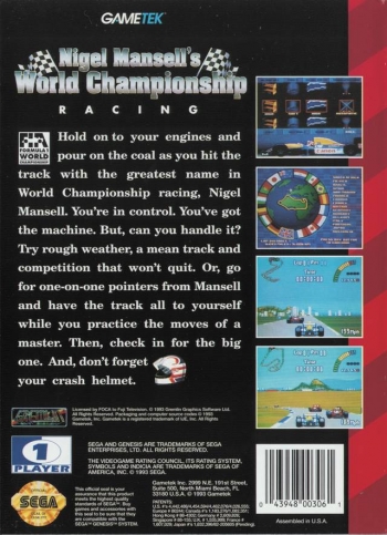 Nigel Mansell's World Championship Racing  Jeu